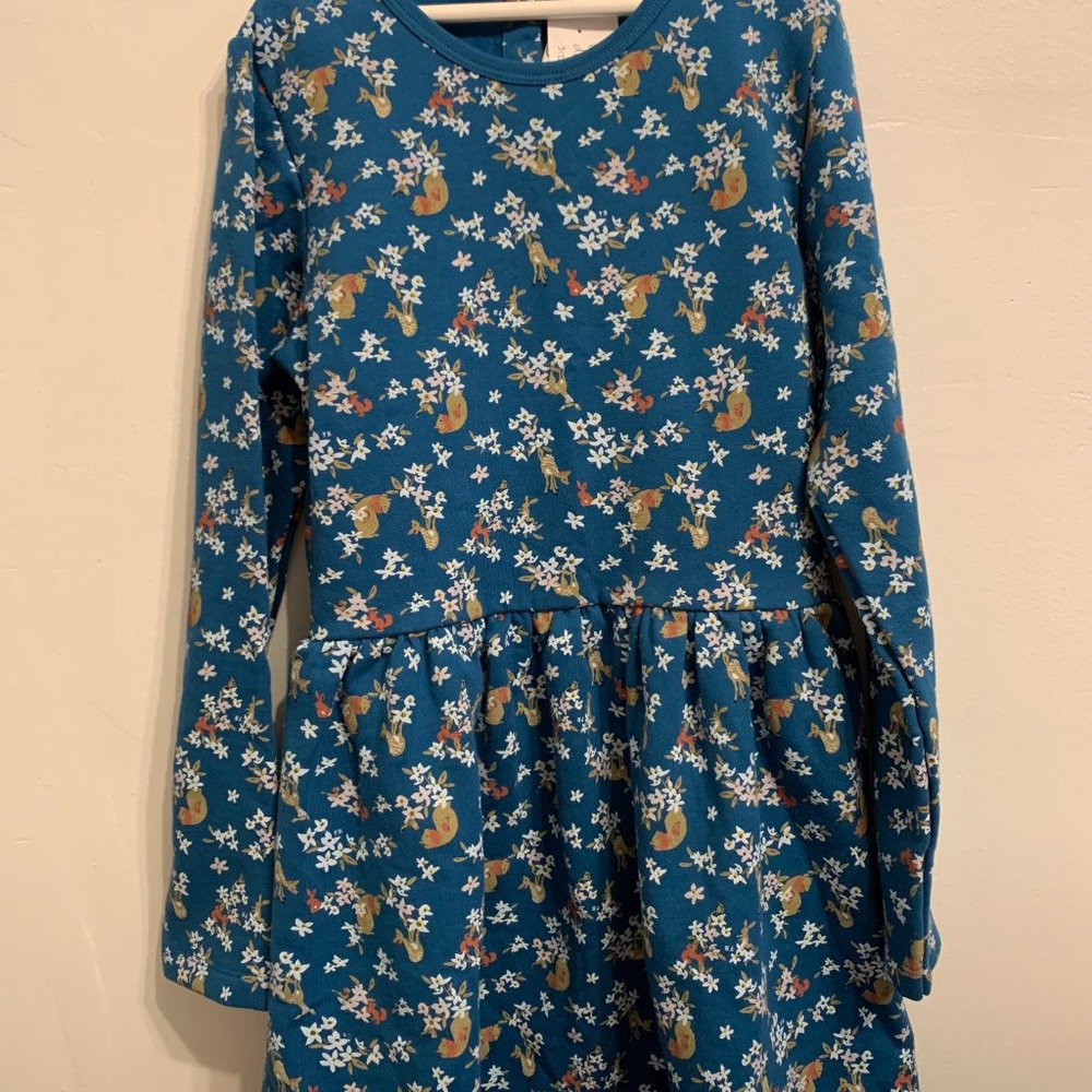 NWT Petit Bateau dress girls 12 woodland forest print